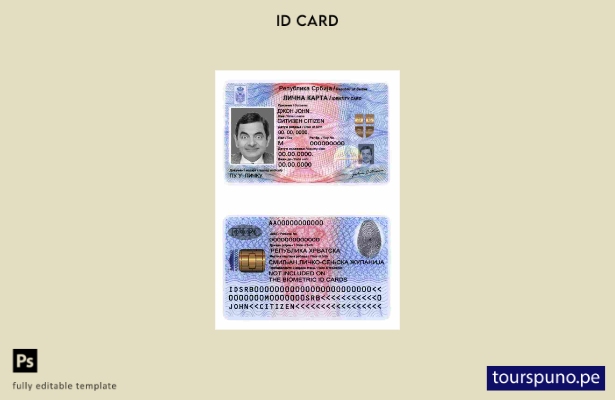 Plantilla de identificación de Serbia lista para imprimir